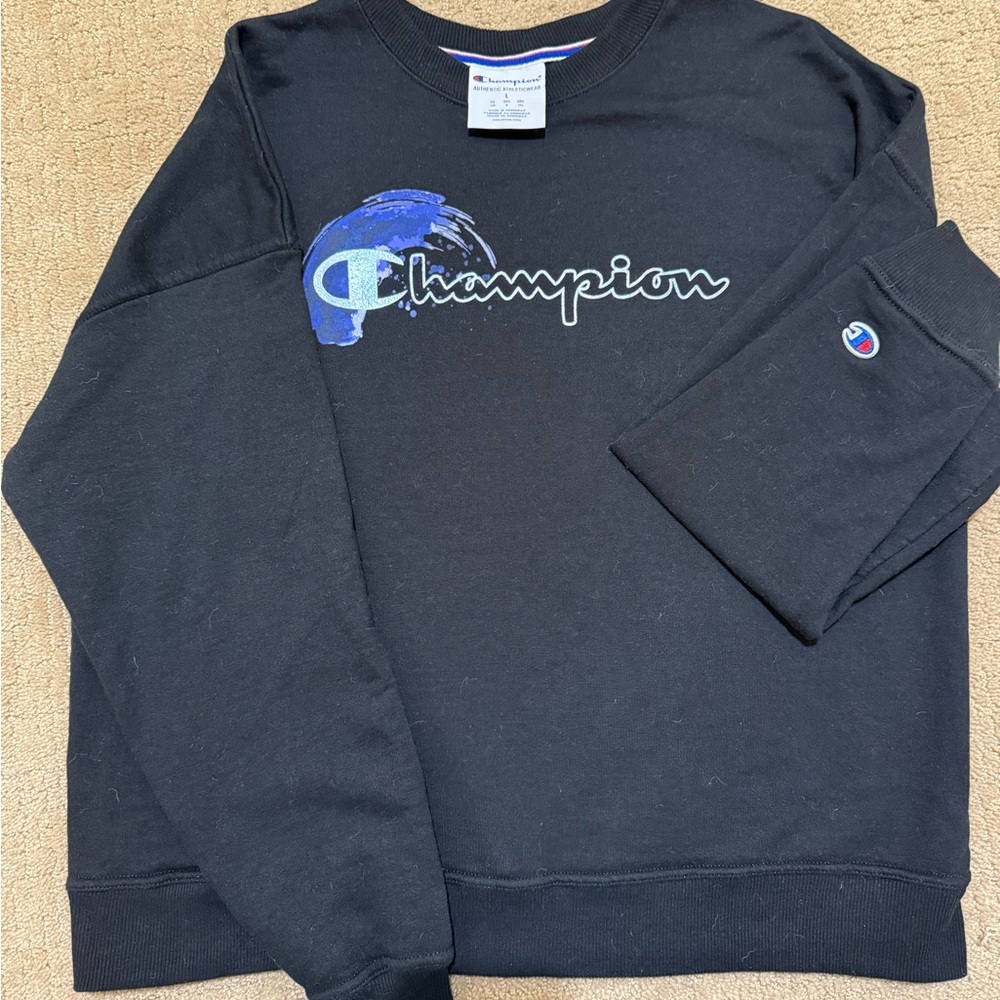 Champion Black Crewneck Sweater Athletic Style